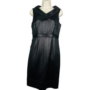 Lavender Label x Vera Wang Sleeveless Midi Cocktail Dress Black Metallic - 6